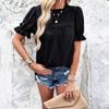 Casual Vacation Short-sleeved T-shirt Cardigan Top Shirt Women's Autumn and Winter Independent Station