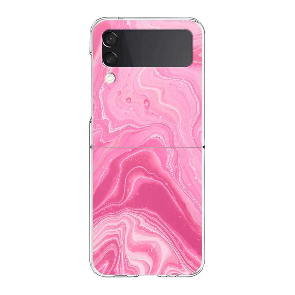 Rose Gold Pink Marble Queen For Samsung Galaxy Z Flip 3 4 5 Hard Folding Clear PC Phone Case For Samsung Z Flip3 Cover Bumper