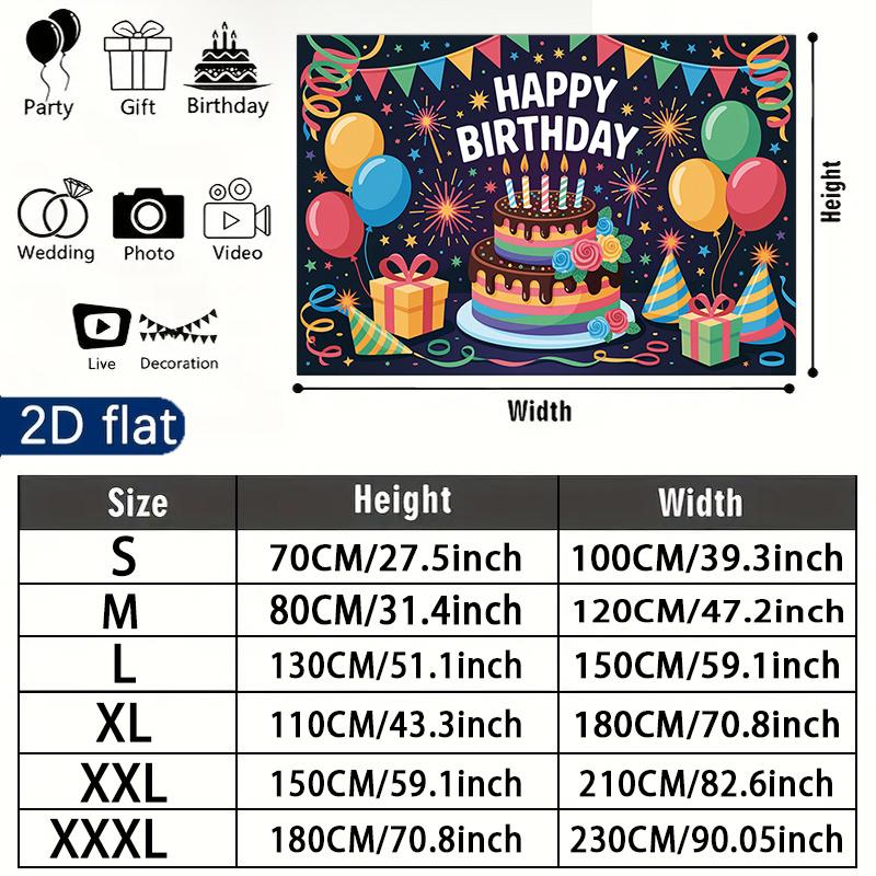 1pc 2D Flat Birthday Backdrop - Photo Booth Props