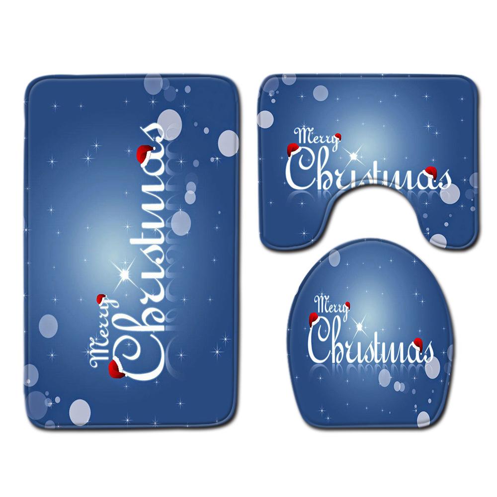 Christmas Bathroom Floor Mat Toilet Three-Piece Set