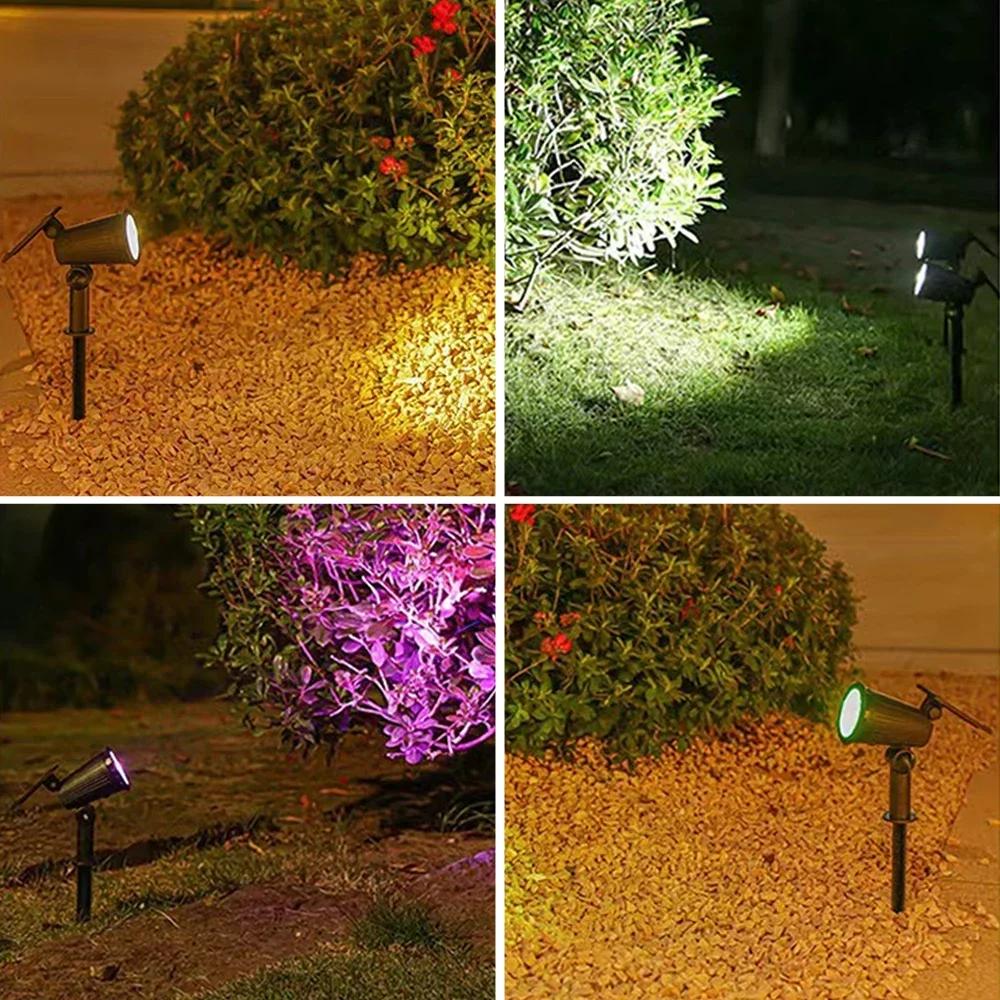 9 LED Solarstrahler Außen RGB Solar Landschaftsleuchten IP65 Wasserdicht Helligkeit Einstellbar für Garten Hinterhof Einfahrt Terrasse Palmen