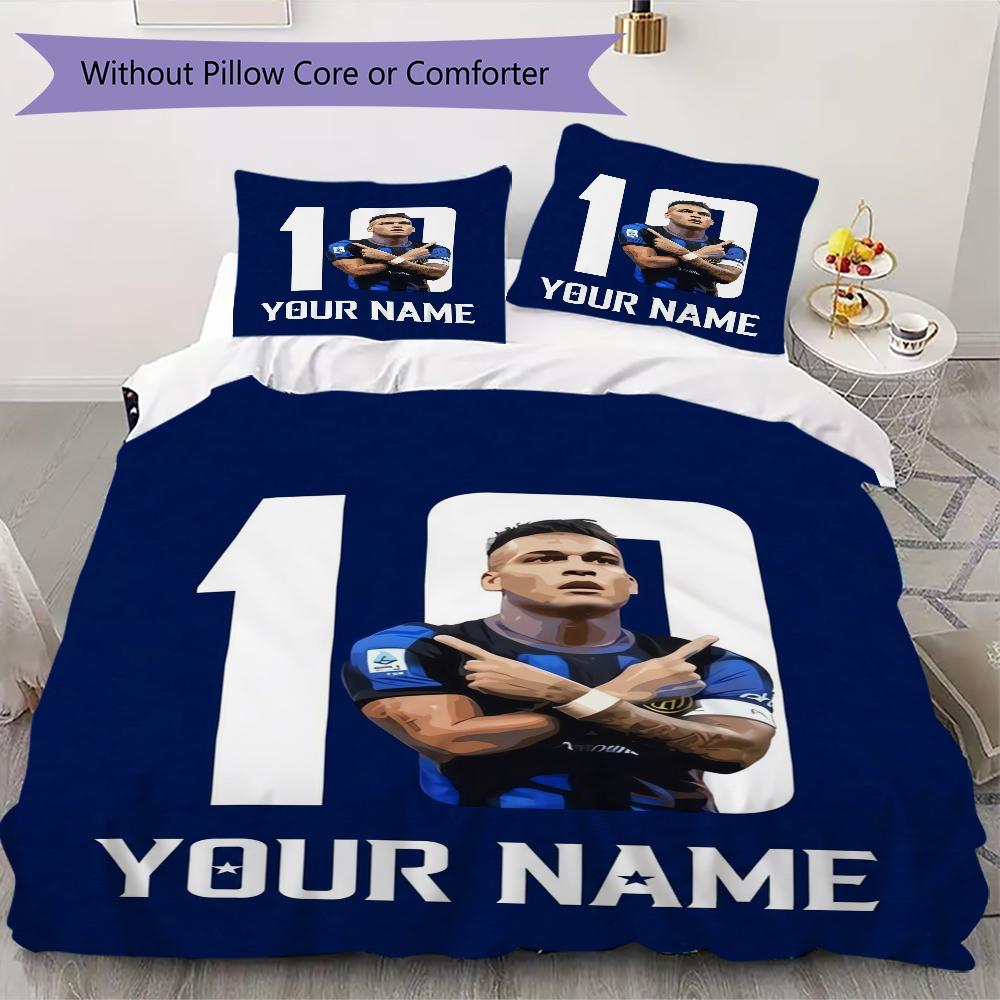 Biancheria da letto Inter Milano con nome personalizzato, Set piumone Copripiumone Federa Regalo di compleanno per la casa(1 * copripiumino + 2 * federa, senza nucleo)_xia