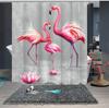 RnnJoile Flamingo Shower Curtains for Bathroom Tropical Shower Curtain Pink and Gray Fabric Bathroom Decor with Hooks