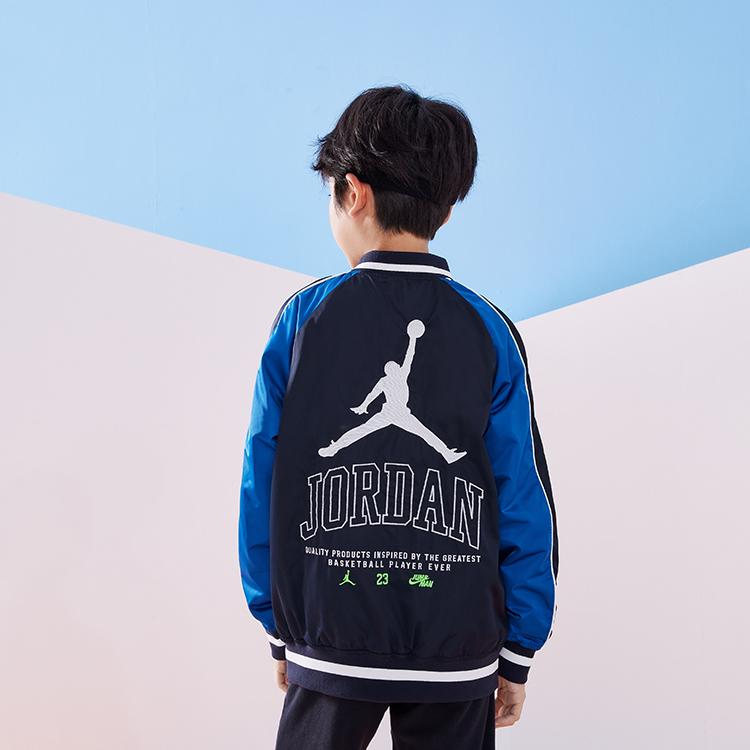 Jordan Logo Printed Baseball Jacket Kids Jackets Black JD2212004GS-001