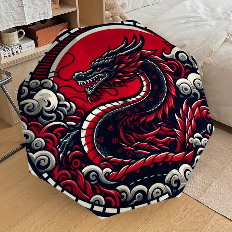 1pc Red Dragon Yin Yang Symbol Umbrella with Plastic Handle,Suitable for All Seasons Home Travel Outdoor UmbrellaDD1008