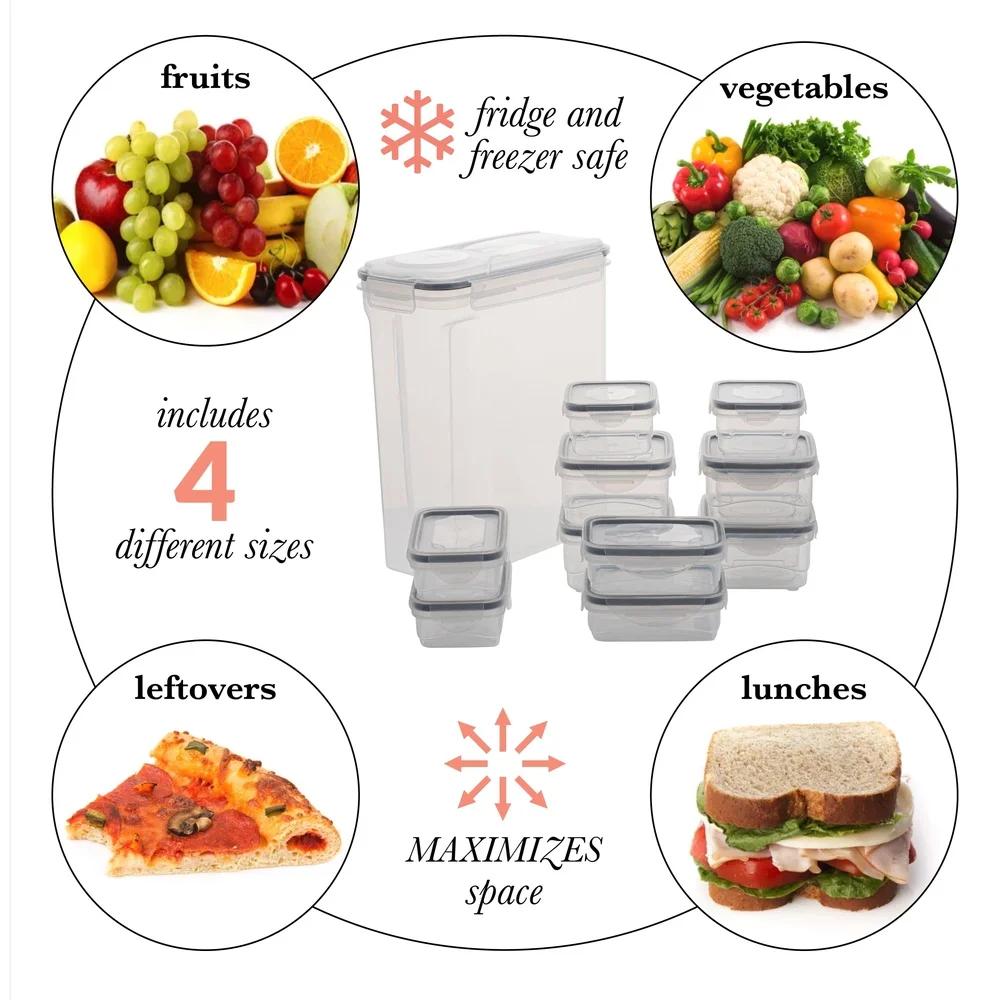 26 Piece Airtight Food Storage Container Set BPA Free Microwave Dishwasher Safe 13 Containers Snap Lock Lids Stackable Food