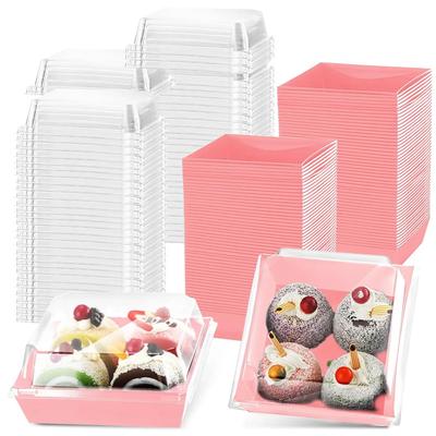 100pcs Baking Transparent Sandwich Packaging Box Dessert Cake Snow Mei Niang Thousand Layer Packing Baking Cake Box