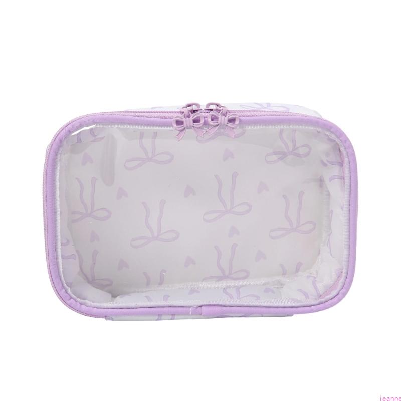 Stylish See Through Butterfly Bowknot Beauty Bag Storage Container with Bows For Organizing Skincare Products