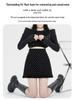 Women's Slim Fit Wool Polka Dot Ruffle Mini Skirt - High Waist, Casual Autumn/Winter A-line