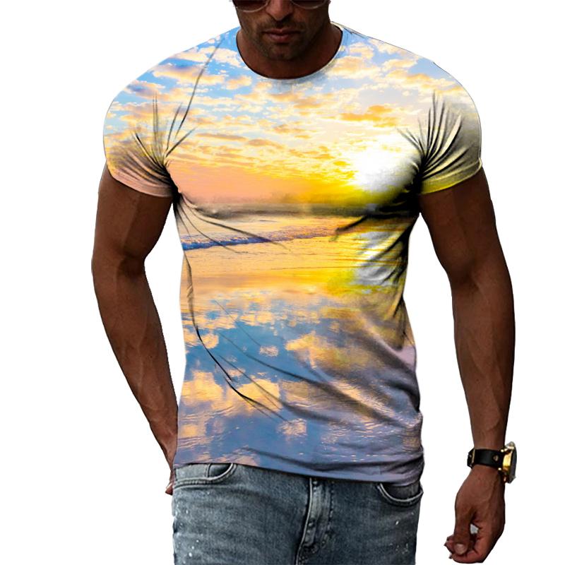 New 3D Trendyol Men Natural Landscape Graphic T Shirts Summer Fashion Hip Hop Casual Print T-shirt Personality Handsome Tee Top