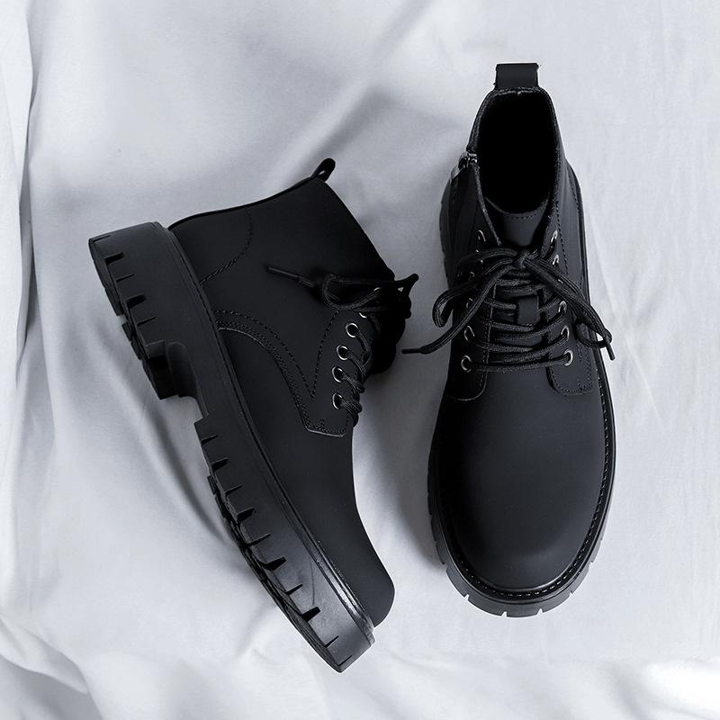 

Мужские ботинки Мартин, мужские британские высококачественные трендовые туфли на толстой подошве с увеличением роста, мужские дышащие высокие кожаные ботинки-локомотивы 3306-R 38 чёрный