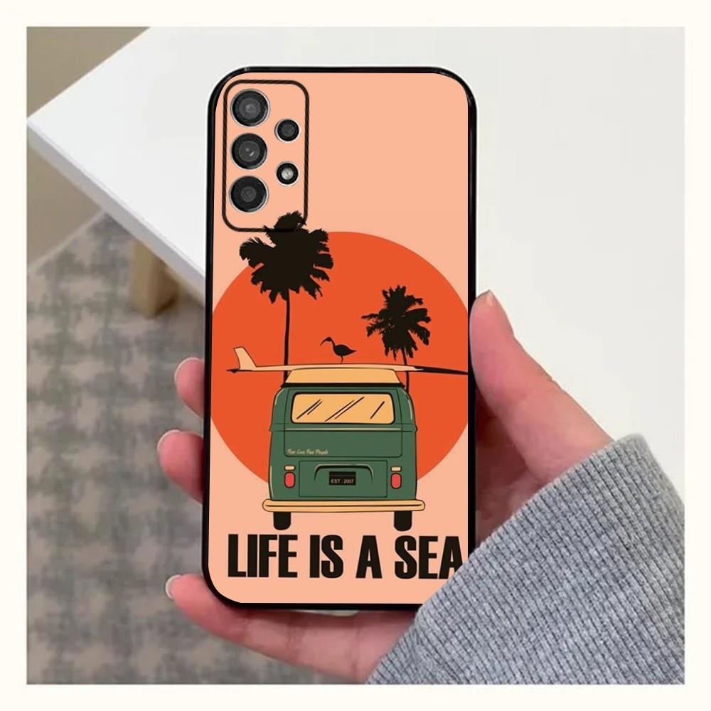 

Surfboard Sea Phone Case For Samsung Galaxy A13,A21s,A22,A31,A32,A52,A53,A71,A80,A91 Soft Black Cover Samsung a91