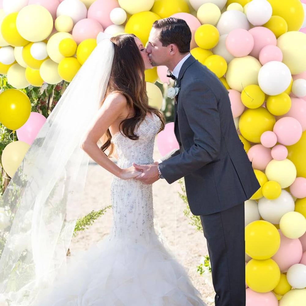 Pastel Yellow Pink Balloons Garland Kit Yellow White Balloon Arch Wedding Anniversary Home Birthday Party Baby Shower Decoration