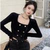 Korean Sweater Temperament Small Fragrant Short Cardigan Sweater Women Collar Double Breasted Knit Design Sense Cardigan Female