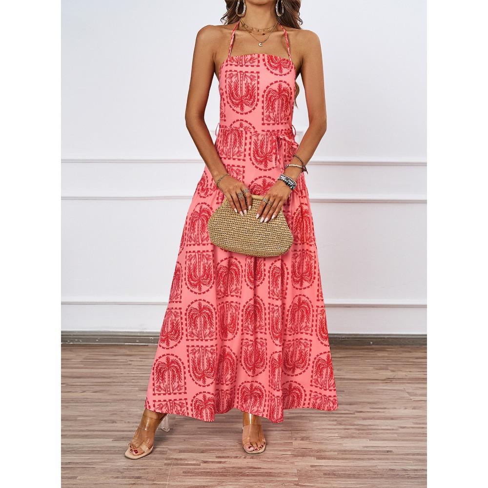 

Летнее платье для отдыха на пляже с халтер-воротником в гавайском стиле XL