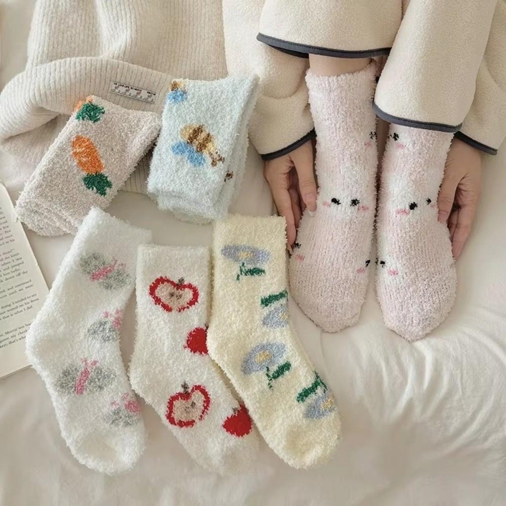 Thicken Coral Fleece Socks Warm Sleep Socks Cartoon Fuzzy Floor Socks  Women Socks
