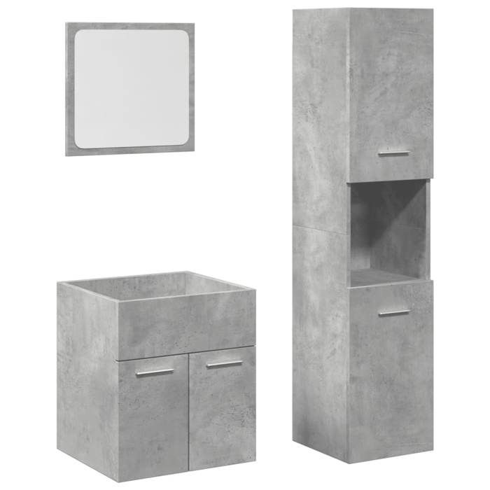 VidaXL Bathroom Furniture Set 3 Pcs Concrete Grey 3324867