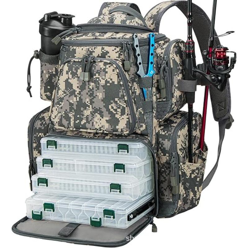 Fishing Gear Backpack & Tackle Bag with Rain Cover, Outdoor Storage for Equipment