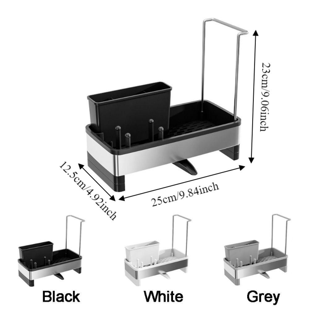 Stainless Steel Sponge Drain Rack Detachable Large Capacity Soap Sponge Holder Self-draining Space Saving Cloth Storage Rack