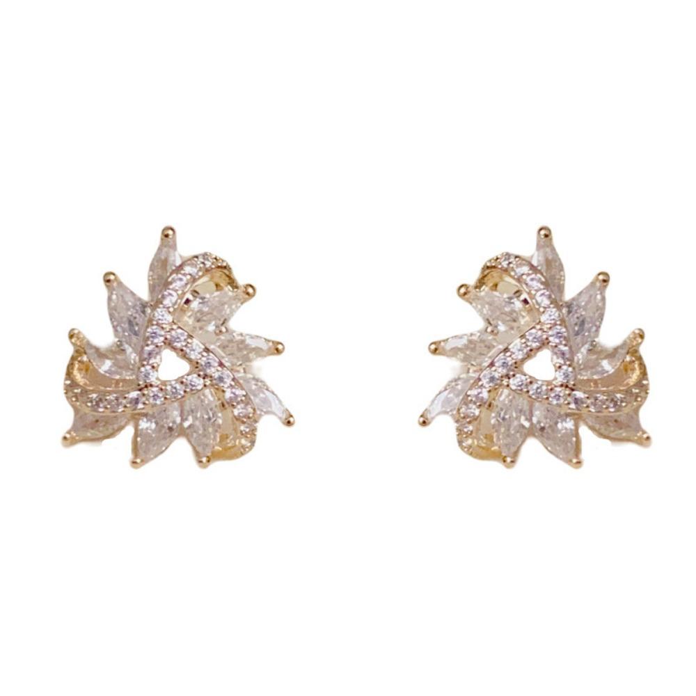 Micro Inlaid Zircon Cross Triangle Earrings Are Exquisite, Fashionable, Compact, and Versatile with a Design Sense