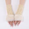 Diamond Shaped Short Gloves for Women Knitted Warm Half-finger Arm Sleeves