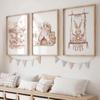 3 Pezzi Orso Giraffa Coniglio della Foresta Stampa su Tela per Nursery Pittura di Animali Selvatici della Giungla Poster Artistico da Parete per Stanza di Bambini e Bambine Decorazione per la Casa