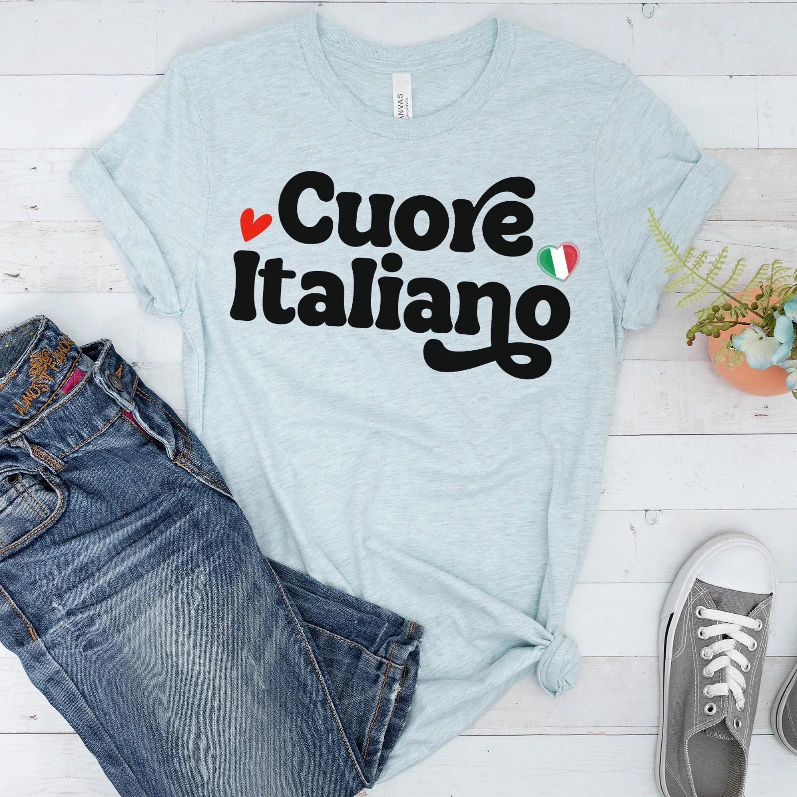 Cuore Italiano Heart T-Shirt, Proud Italy Heritage Gift 4XL