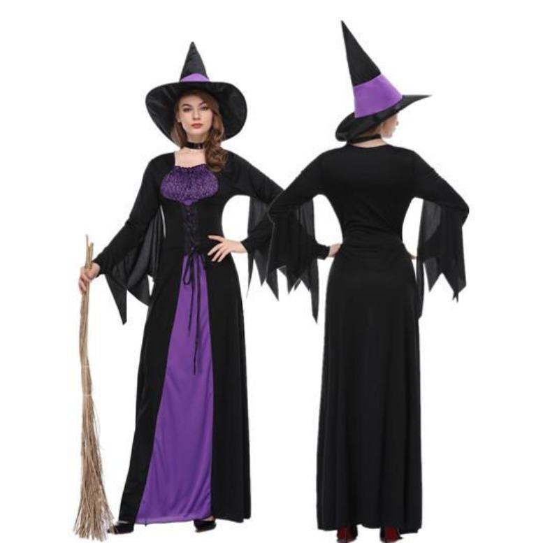 New Halloween cosplay female ghost witch witch costume purple long skirt set stage costume