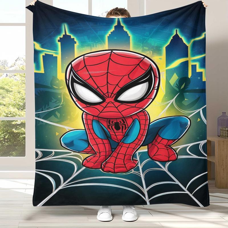 Marvel Avengers Spider Man Cartoon Flannel Blanket,Ultra Soft Warm Plush Throw for Home Bedroom Bed Sofa Cover Office Picnic