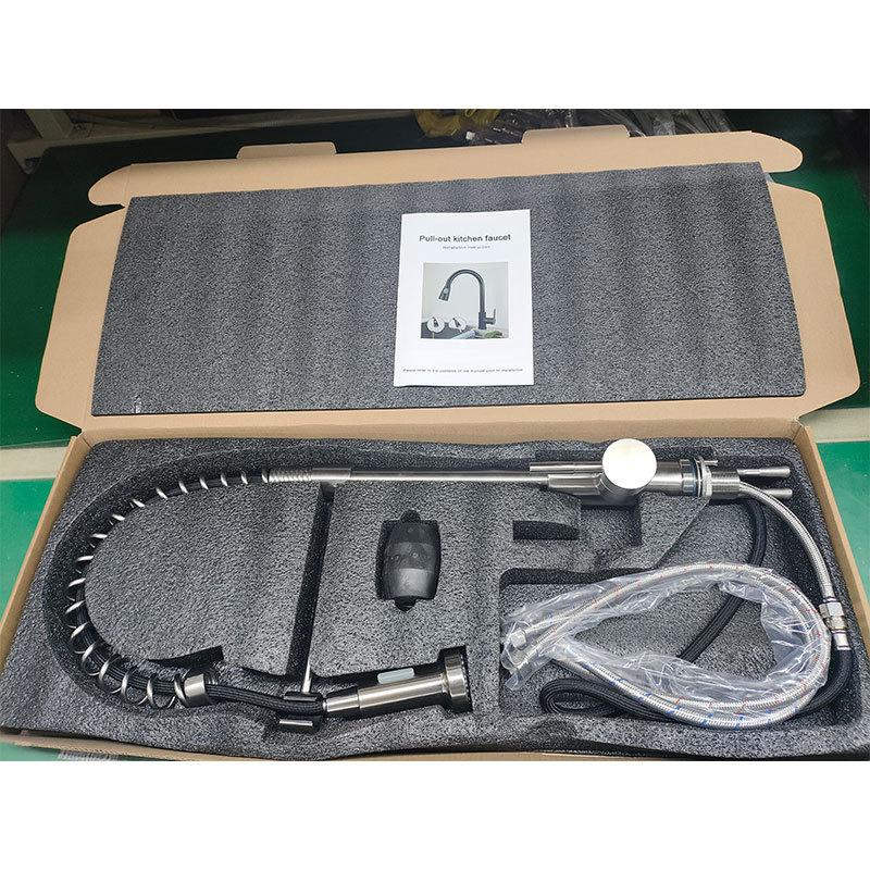 Brushed Gold Kitchen Sink Faucet One Handle Spring Hot and Cold Water Tap Deck Mounted Bathroom Kitchen Crane