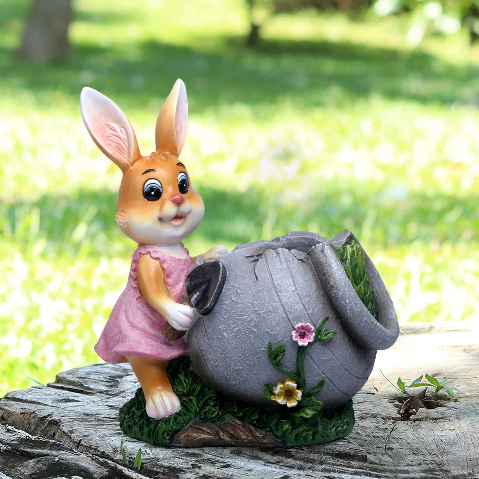 

Statue, Flower Pot, Resin Figurine, Cute Garden Ornament, Pot for Balcony, Table, Home, Female Bunny