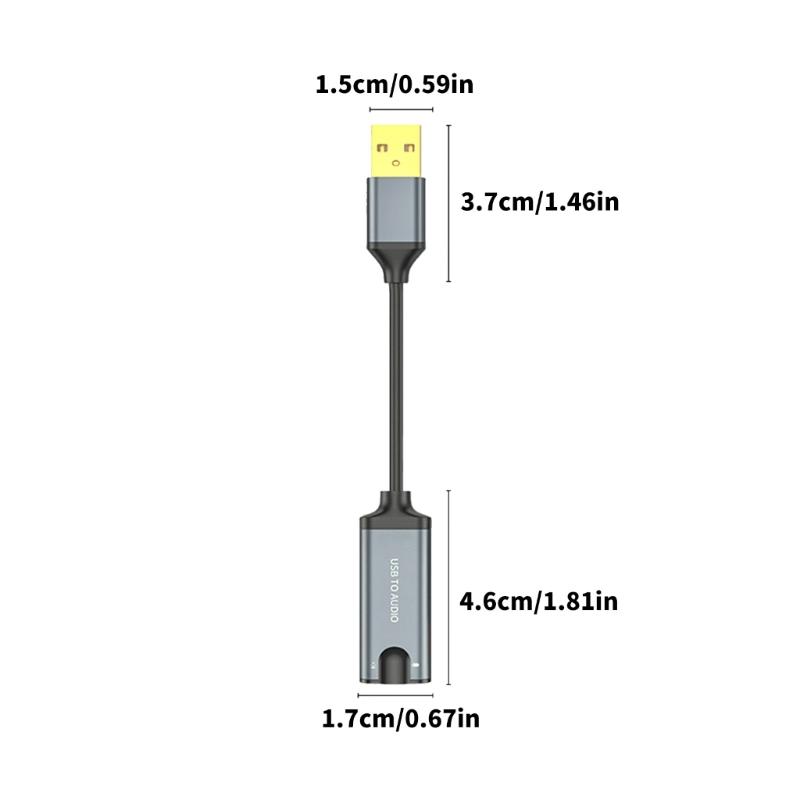 USB Sound Adapter External Stereo Sound Card with 3.5mm Headphone Microphone Port Suitable for PC Mobile Phone Laptop