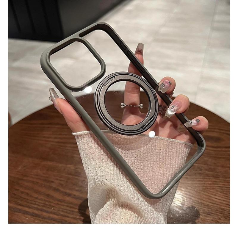 360° Rotating Bracket with Magnetic Suction Suitable for IPhone 16pro IPhone Case Simple 17proMax Transparent