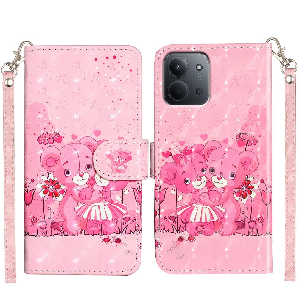 For Xiaomi Redmi 15C 4G (EU) (173mm)/15C 5G (EU) (173mm)/Poco C85 4G (173mm) Case Pattern Print Leather Phone Cover with Strap