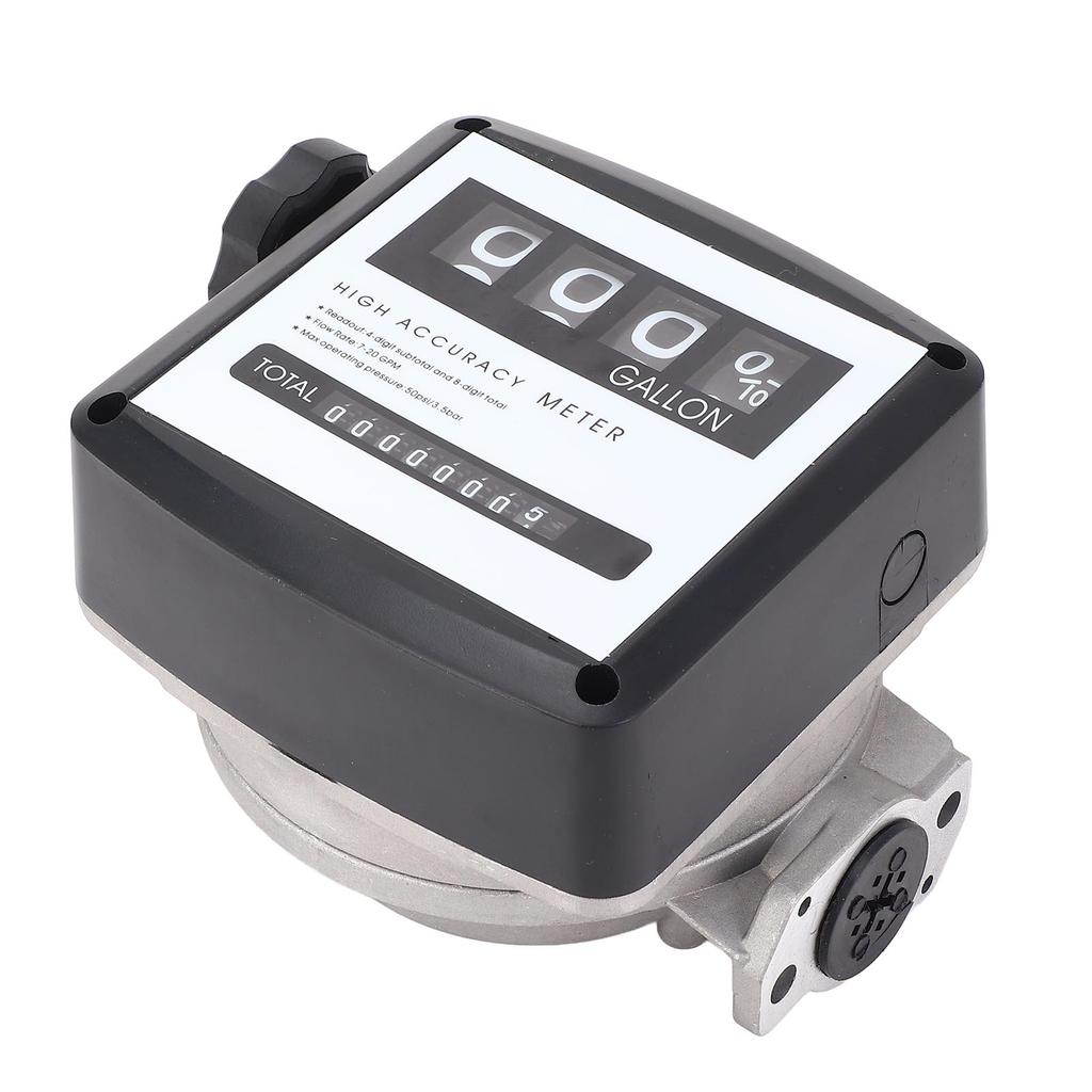 Aluminum Mechanical Fuel Flow Meter 4 Digit Pump Flow Meter Gallon High Accuracy Easy Reading
