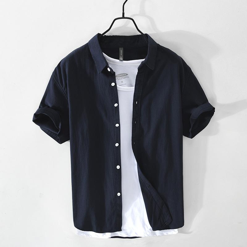 Summer Shirts for Men Simple Style Daily 100 Cotton Short Sleeve Men Tops Turn-down Collar 100cotton White Shirt Comfort Casual Shirt