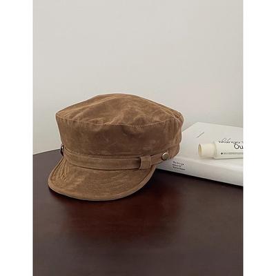Suede Suede Octagonal Beret Women's Retro Newsboy Hat Autumn and Winter New Face Painter Hat