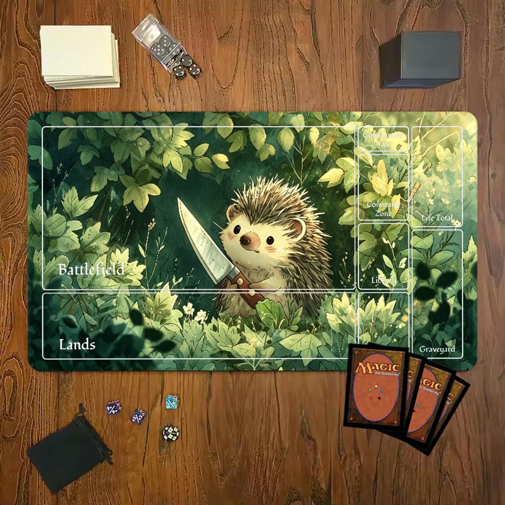 Cute Hedgehog With Knife Forest Cartoon Mouse Pad Playmat Tcg Office Desk Mat For Work Game Pc Laptop Rug Mousepad