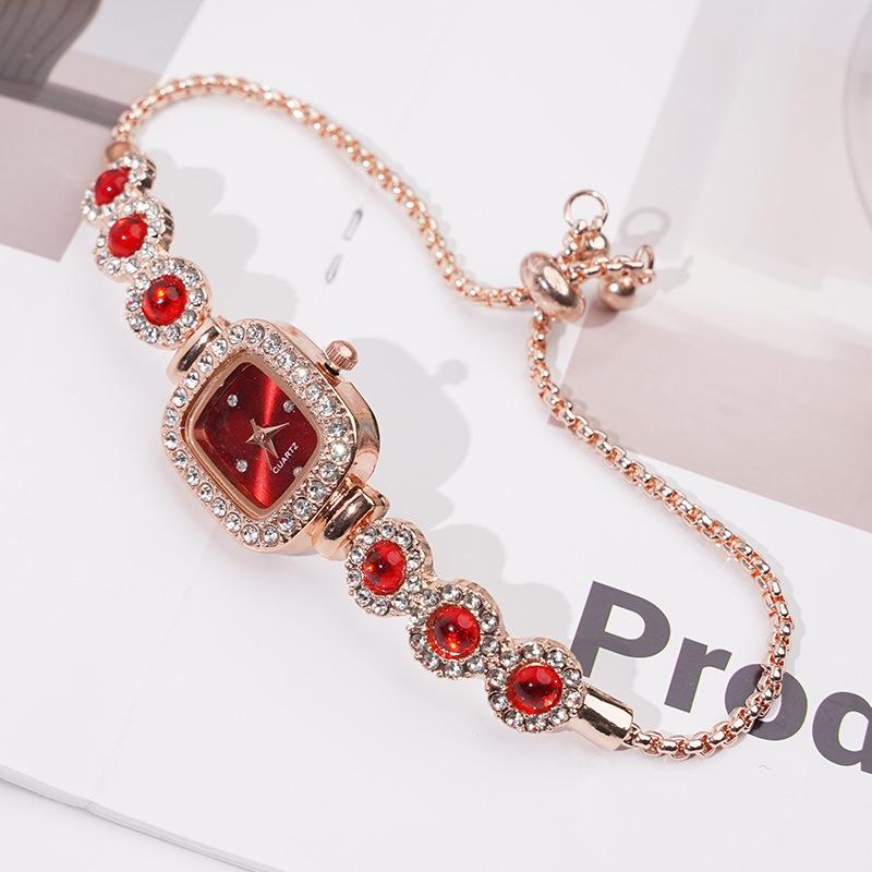 Elegant Small Dial Square Watch Rhinestone Design Women Bracelet Watches Luxury Drawstring Bracelet Female Clock Reloj Mujer