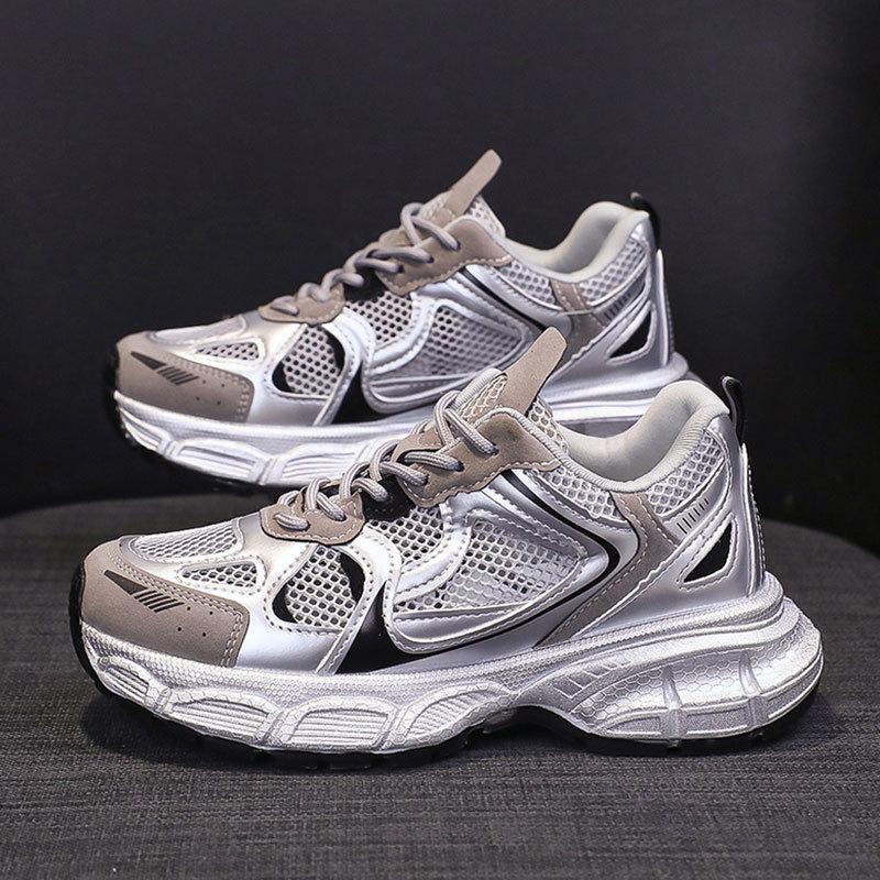 

Thick-soled heightening dad shoes women s 2025 new popular silver women s shoes lightweight women s shoes sports and leisure shoes 40 серебряный