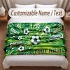 Soccer Theme Soft Blanket Personalized Custom Name Text Print Warm Blanket Home Sofa Bedroom Decor