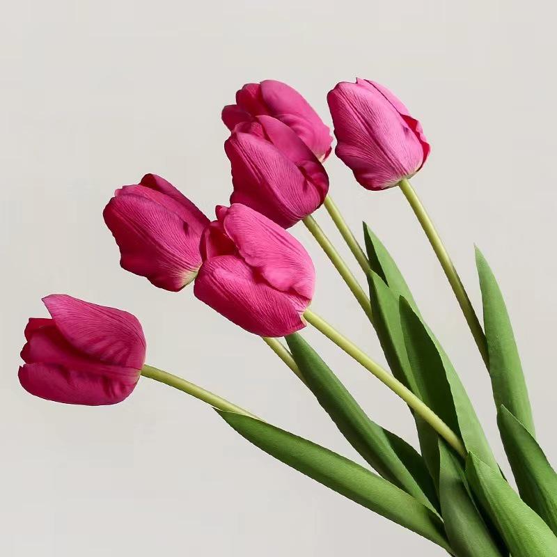 Hanyang Moisturizing Feel Artificial Tulip Flower for Decoration, Living Room or Photography, Pink and White