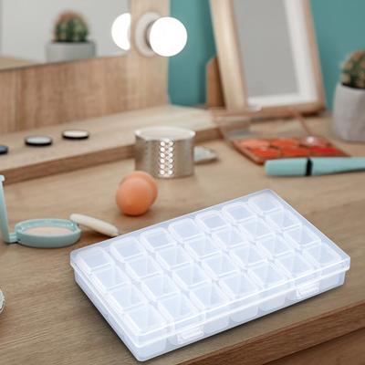 28 Separate Grids Beads Storage Case Transparent Nail Decoraations Storage Box Removable Washable Portable Plastic Nail Art Tool
