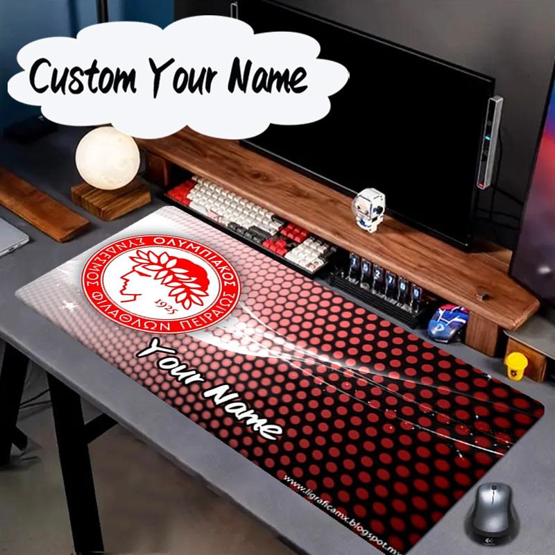 Custom Name Mouse Pad Olympiacos Fc Crest Design Mouse Pad, Gaming Mouse Pad, Keyboard Pad, Desk Decor for Computer Notebook Fan Birthday Gift