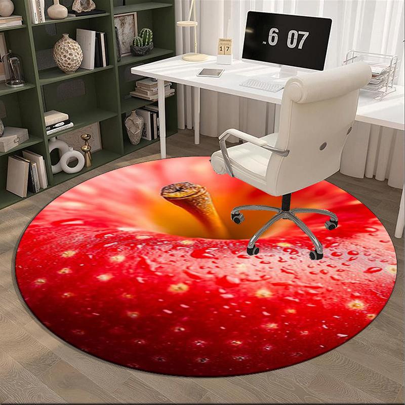Wet Apple Close-up round carpet Chair cushion Round Entryway Rug, Soft Round Rugs for Living Room, Bedroom, Circle Carpet decor gifts