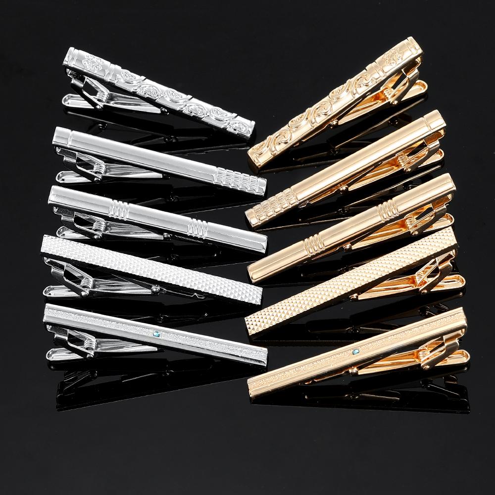Funny 5 Styles Golden And Silvery Tones Pretty Pattern Design Tie Clip Mens Formal Party Jewelry Accessories