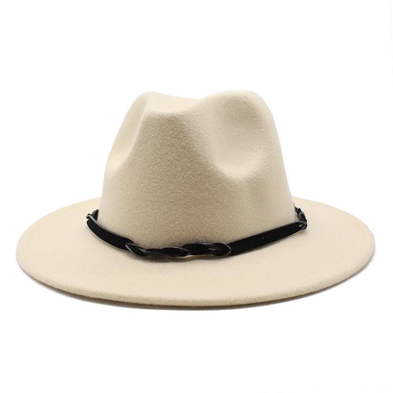 Seasonal Big Eaves Hat Flat Edge Top Hat Men'S And Women'S Woolen Jazz Hat Lmn172