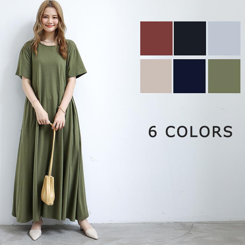 

Loose summer 2025 large skirt pocket short-sleeved sleeveless ladies commuter all-match one-piece skirt XL