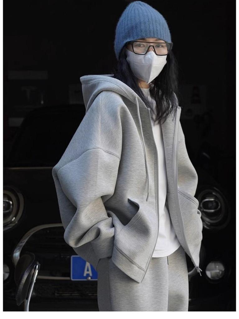 Women's 2025 Street Style Hoodie & Wide-Leg Pants, Autumn/Winter Thickened Casual Tracksuit Two-Piece Set