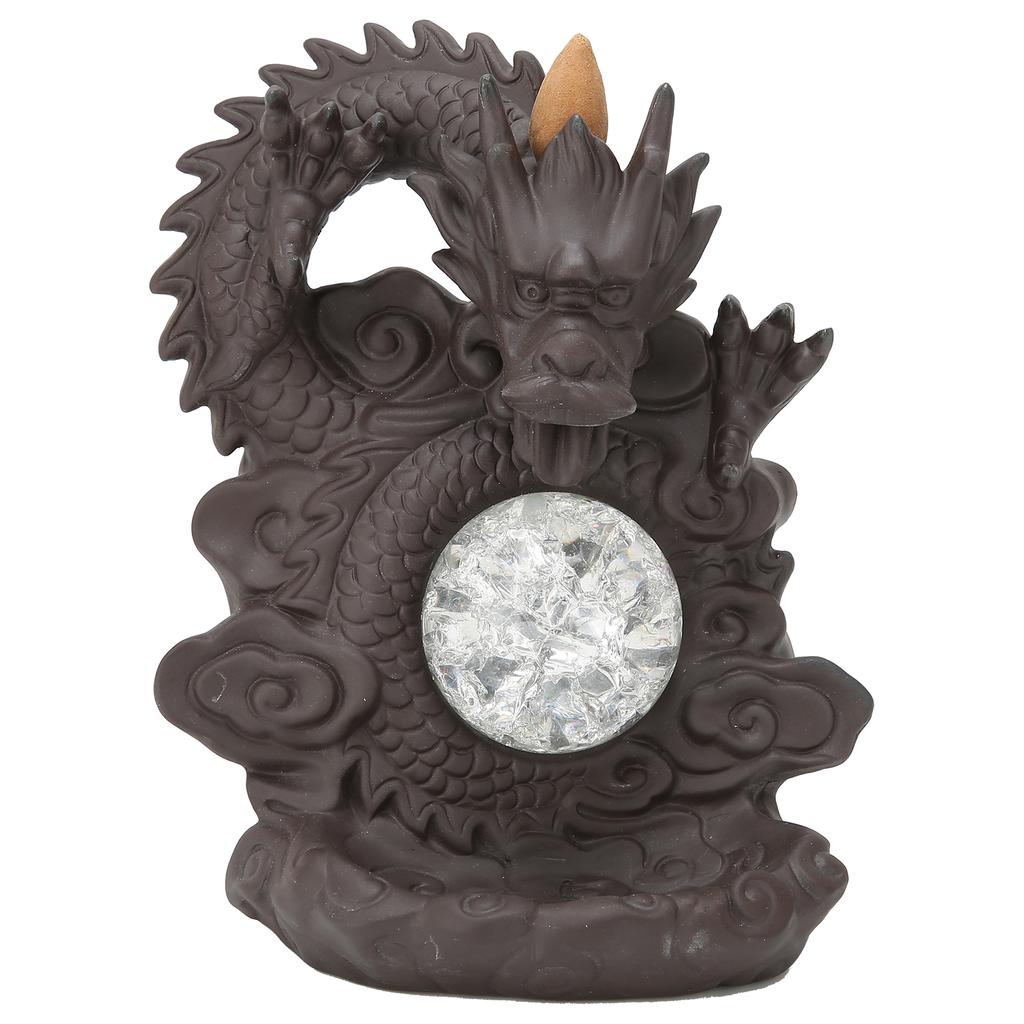 Dragon Backflow Incense Burner Ornament Red Porcelain Creative LED Light Home Decoration